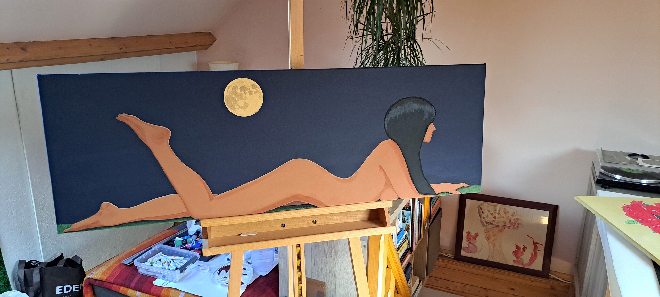 Painting of The Nude Woman in the Moonlight