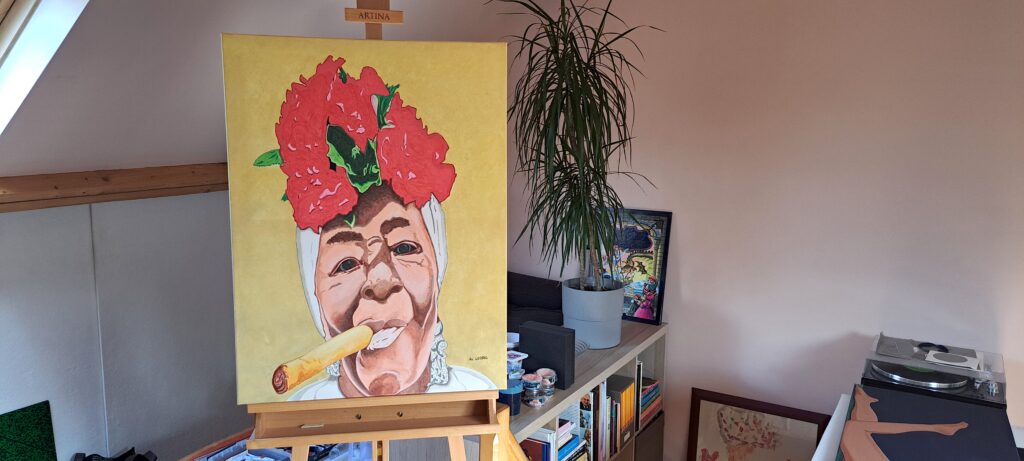 Painting of The Cuban Woman with a Cigar